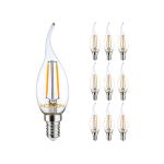 Mehrfachpackung 10x Noxion Lucent LED E14 Gebogen-tip Kerze Fadenlampe Klar 2.5W 250lm - 827 Extra Warmweiß | Ersatz für 25W