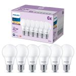 Mehrfachpackung 6x Philips Glühbirne LED E27 Birne Matt 5W 470lm - 827 Extra Warmweiß